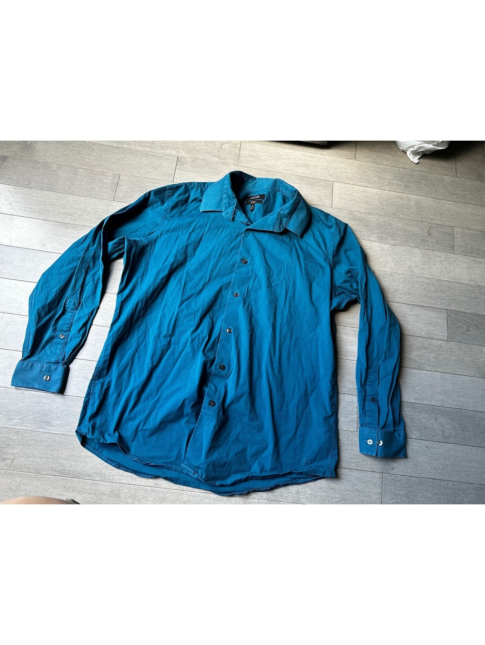 APT. 9 Stretch Slim Fit Men's Dress Shirt Button Down Size 18 34/35 Teal Blue